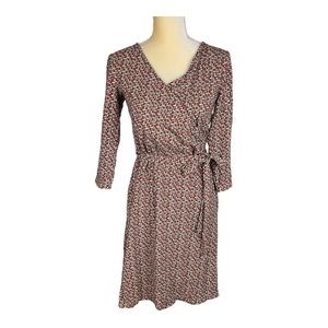 Talbots faux wrap long sleeve dress size Small Brown Rust‎